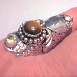 Tiger Eye Citrine 925 Sterling Silver Ring